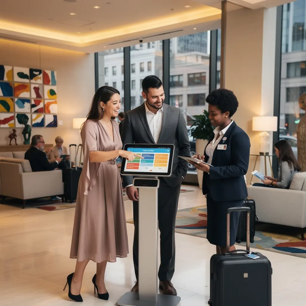 Osoba korzystająca z laptopa do planowania wielomiejskich podróży.