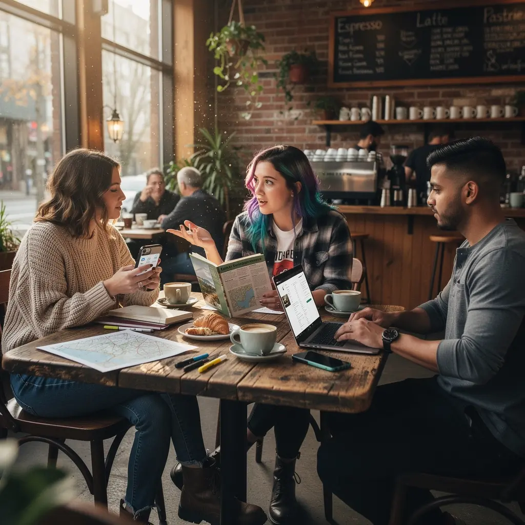 Zarządzanie planem podróży na biurku w wygodnym stylu.
