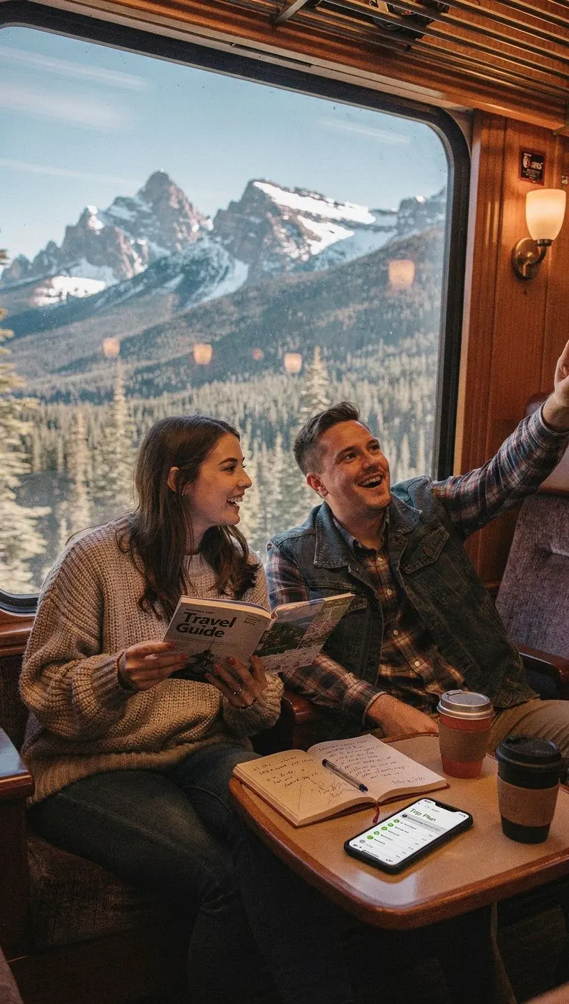 Stolik do zarządzania dniem podróży z mapą miast.